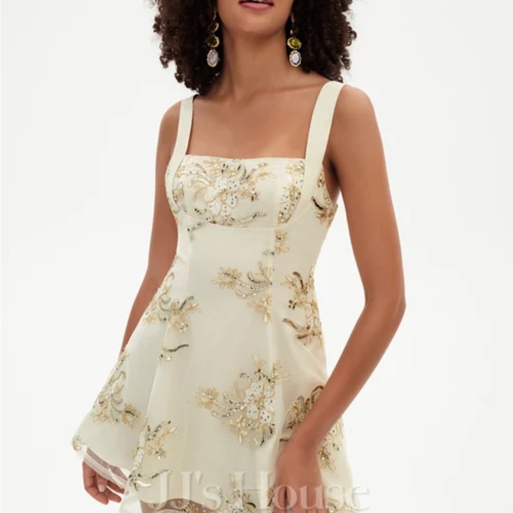 SOLD - Homecoming/Formal/Banquet ivory and gold mini dress